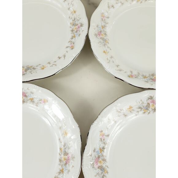 Johann Haviland Floral Splendor Bread Plate 6 1/4" Silver Trim 80s Germany x4 - Picture 6 of 15